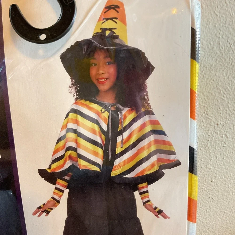 New Girls Candy Corn Witch Kit Halloween Costume Child One Size Fits Up‎ To 14